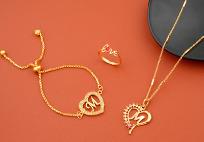 Jewel WORLD Brass, Alloy Gold-plated Gold, Red Jewellery Set(Pack of 1)