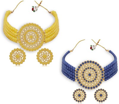 Tiank Innovation Stone, Dori, Alloy Gold-plated Blue, Yellow, Gold Jewellery Set(Pack of 1)
