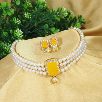 Dhirajart Alloy Gold-plated Yellow Jewellery Set(Pack of 1)