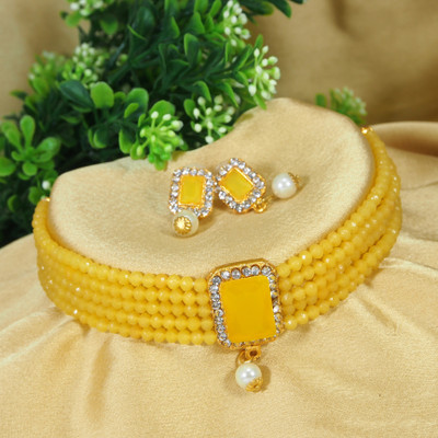 Kanak Art Alloy Gold-plated Yellow Jewellery Set(Pack of 1)