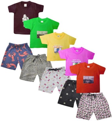 Jisha Baby Boys Casual T-shirt Shorts(Multicolor)