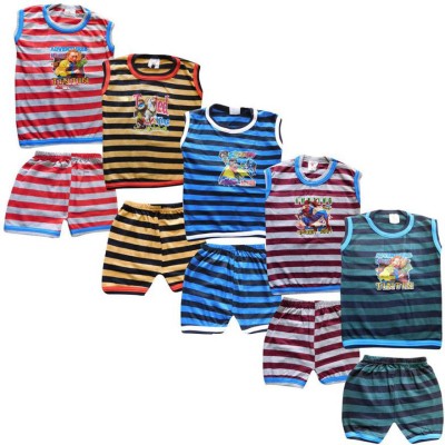 Jisha Baby Boys Casual T-shirt Shorts(Multicolor)