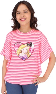 Cutecumber Baby Girls Casual Cotton Blend Fashion Sleeve Top(Pink, Pack of 1)