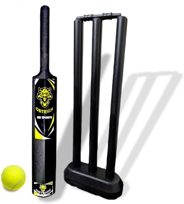 Ostrich Hard Plastic Black For 6-7 Years Kids(1 BAT,1 Set Wicket, 1 Ball) Cricket Kit