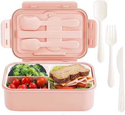 Deavan Leak Proof 3 Compartment Lunch Box Reusable Freezer Safe with Spoon 3 Containers Lunch Box(1400 ml)