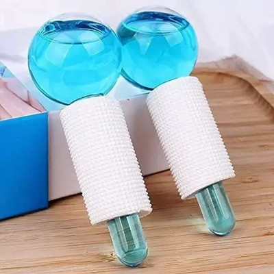 Aravli Ice Roller Face Massager Ice facial roller crystal ball Massage Tools for for Neck Eye Circle Reduce Massager(Blue)