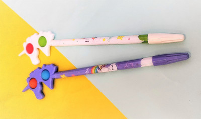 Paper Bear POP IT Unicorn Gel Pen(Pack of 2, Ink Color - Blue, Black)