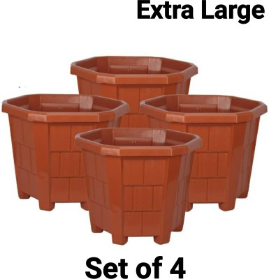 GreenLove New Gardening Plant Containers Gamla Pot Plastic Flower Pot for Terrace Garden Plant Container Set(Pack of 4, Plastic)