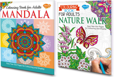Sawan Set Of 2 Books | Colour Therapy - Mandala And Nature Walk | 32 Designs(Paperback, Manoj Publications Editorial Board)