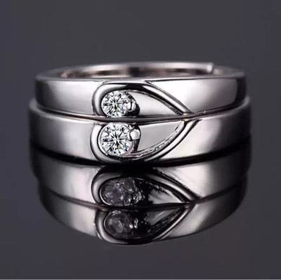 Lila Fashion Jewellery Adjustable Crystal Combine make 1 Hearts Couple Finger Rings Stainless Steel Cubic Zirconia Ring