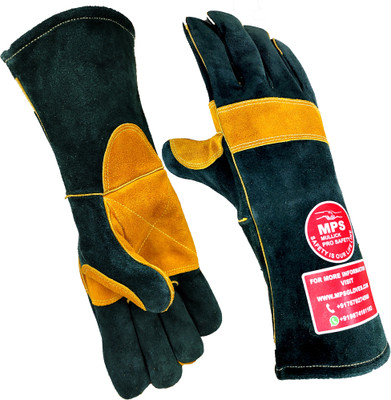 MULLICK PRO SAFETY MPS-013 Heat/Fire Resistant, Grill/Fireplace Welding /BBQ/Animal handling gloves Leather  Safety Gloves(Pack of 2)