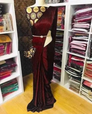 SHREEJI ENTERPRISE Solid/Plain Bollywood Satin Saree(Maroon)