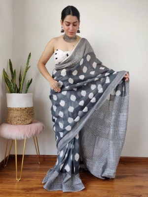 MAANVIT Self Design Kanjivaram Linen, Cotton Linen Saree(Grey)
