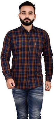 sp enterprise Men Checkered Casual Brown Shirt