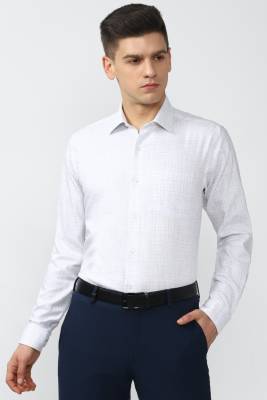VAN HEUSEN Men Checkered Formal White Shirt