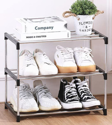 Flipkart Perfect Homes Studio Metal, Plastic Shoe Stand(Black, 3 Shelves, DIY(Do-It-Yourself))