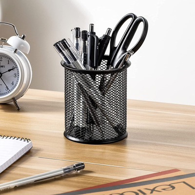 ravariya graphics 1 Compartments Metal Mesh Pen Stand Pencil Holder(Black)