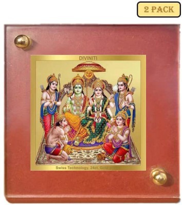 DIVINITI Ram Darbar God Idol Photo Frame Car Dashboard MDF frame 24k GoldPlated 2 PACK Decorative Showpiece  -  16 cm(Gold Plated, Brown)