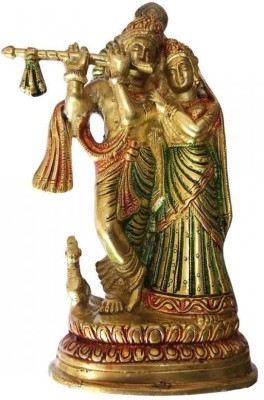 BRASSLO Radha Krishana Idol Pair Statue | Krishna Brass Murti | Size 9-inch Multicolor Decorative Showpiece  -  22.86 cm(Brass, Gold)