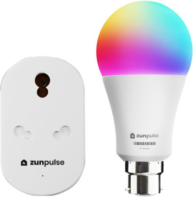 Zunpulse Combo of 16A Wi-Fi Smart Plug with Energy Monitoring and 16 Million Colors, 10W Smart Bulb