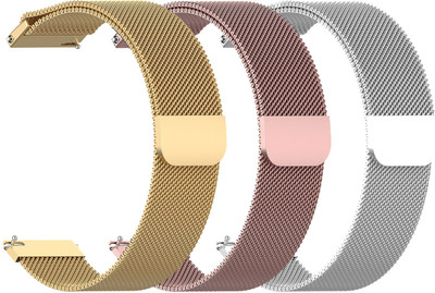 AOnes Pack of 3 Magnetic Loop Watch Strap for Pebble Pace Smart Watch Strap(Gold, Pink, Silver)