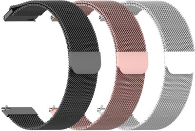 AOnes Pack of 3 Magnetic Loop Watch Strap for Watchout Elegant Gen2 Smart Watch Strap(Black, Pink, Silver)
