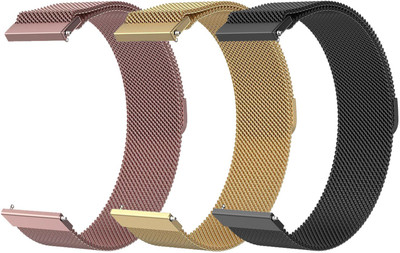 AOnes Pack of 3 Magnetic Loop Watch Strap for Amazfit Gtr 3 Smart Watch Strap(Black, Gold, Pink)