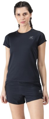 Fettlez Sporty Women Crew Neck Dark Blue T-Shirt