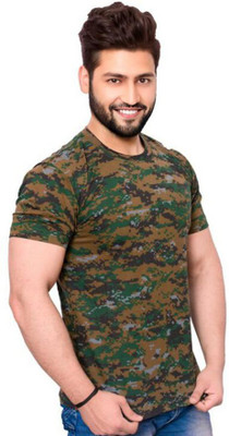 RD Military Camouflage Men Round Neck Multicolor T-Shirt