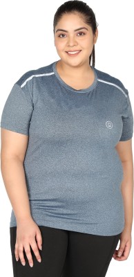 CHKOKKO Colorblock Women Round Neck Grey T-Shirt