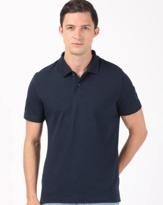 JOCKEY Solid Men Polo Neck Dark Blue T-Shirt