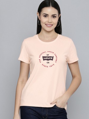 LEVI'S Graphic Print Women Crew Neck Pink T-Shirt