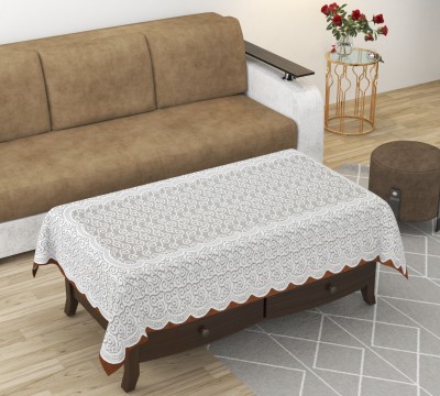 WiseHome Floral 4 Seater Table Cover(White, Cotton)