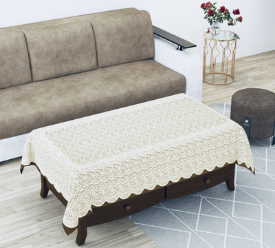Bigger fish Self Design 6 Seater Table Cover(Beige, Cotton)