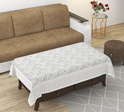 Bigger fish Self Design 6 Seater Table Cover(White, Cotton)