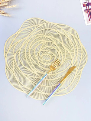 TINDLER KNOTS Round Pack of 6 Table Placemat(Gold, PVC)