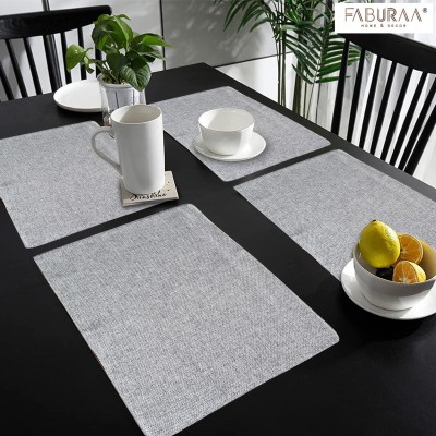 Faburaa Rectangular Pack of 4 Table Placemat(Grey, Jute)
