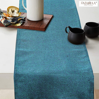 Faburaa Blue 182 cm Reversible Table Runner(Polyester)