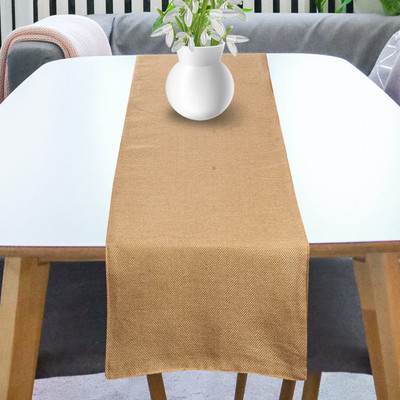 Faburaa Gold 243 cm Reversible Table Runner(Polyester)