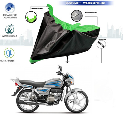 AutoGalaxy Waterproof Two Wheeler Cover for Hero(Splendor, Green, Black)