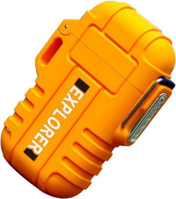 MOOZMOB Portable WATERPROOF Electric Cigarette Lighter with Double Arc Flame Explorer Lighter Windproof Cigarette Lighter Rechargeable Non Gas Refillable Keychain Cigarette Lighter(Orange)