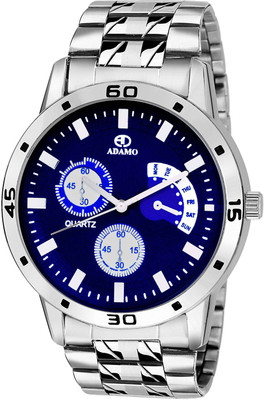 ADAMO Designer wristwatch / watchs Scratch Resistant Blue Dial Round Shaped with Metal Strap Premium watch for Men and Boys Analog Watch  - For Men