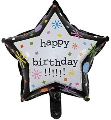 lalantopparties Printed Happy Birthday Foil Balloon Star Shape Printed Round 18 Inch Balloon Balloon(Multicolor, Pack of 1)