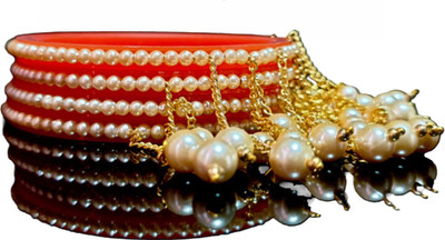 Aaroz and Company Plastic Pearl Bangle Set(Pack of 4)