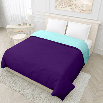 STEVE Solid Single Comforter for  AC Room(Microfiber, PURPAL-AQUA)