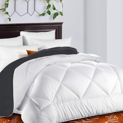 Linenovation Solid Single Comforter for  Heavy Winter(Polyester, Grey White)