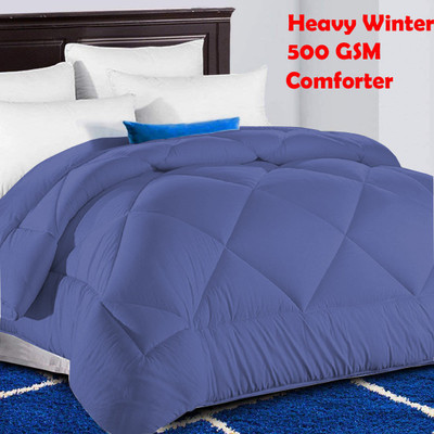 Linenovation Solid King Comforter for  Heavy Winter(Polyester, Royal Blue)