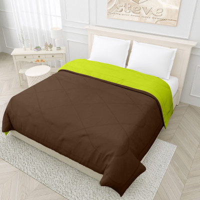 STEVE Solid Single Comforter for  AC Room(Microfiber, GREEN BROWN)