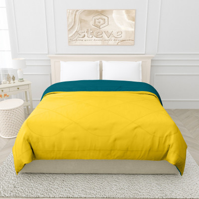 STEVE Solid Single Comforter for  AC Room(Microfiber, YELLOW-CYAN)