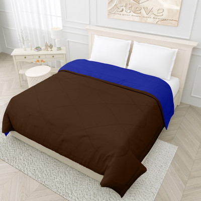 STEVE Solid Double Comforter for  AC Room(Microfiber, BLUE-BROWN)
